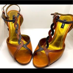 Vintage Dolce Gabbana Tan Detailed Heels, nearly new condition 38 1/2